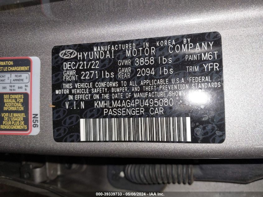 2023 HYUNDAI ELANTRA SEL - KMHLM4AG4PU495080