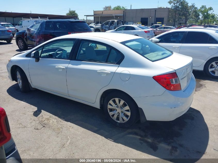 2012 Honda Civic Lx VIN: 19XFB2F54CE380457 Lot: 39340196