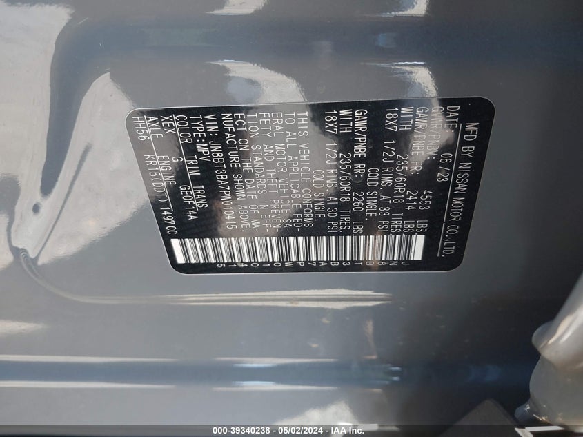 2023 NISSAN ROGUE SV FWD - JN8BT3BA7PW010415