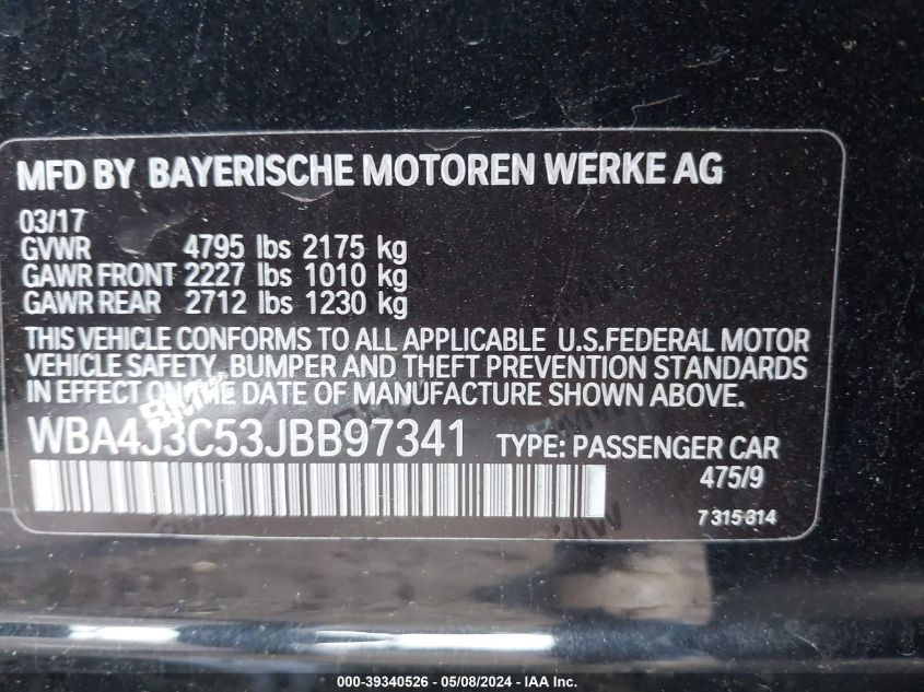 WBA4J3C53JBB97341 2018 BMW 430I Gran Coupe xDrive