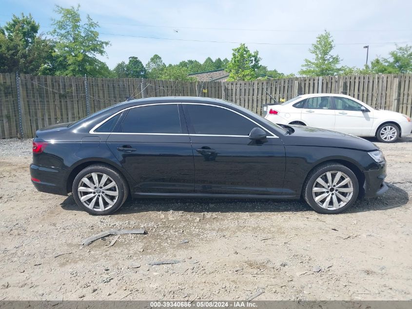 2018 Audi A4 2.0T Premium/2.0T Tech Premium VIN: WAUENAF40JN014411 Lot: 39340686