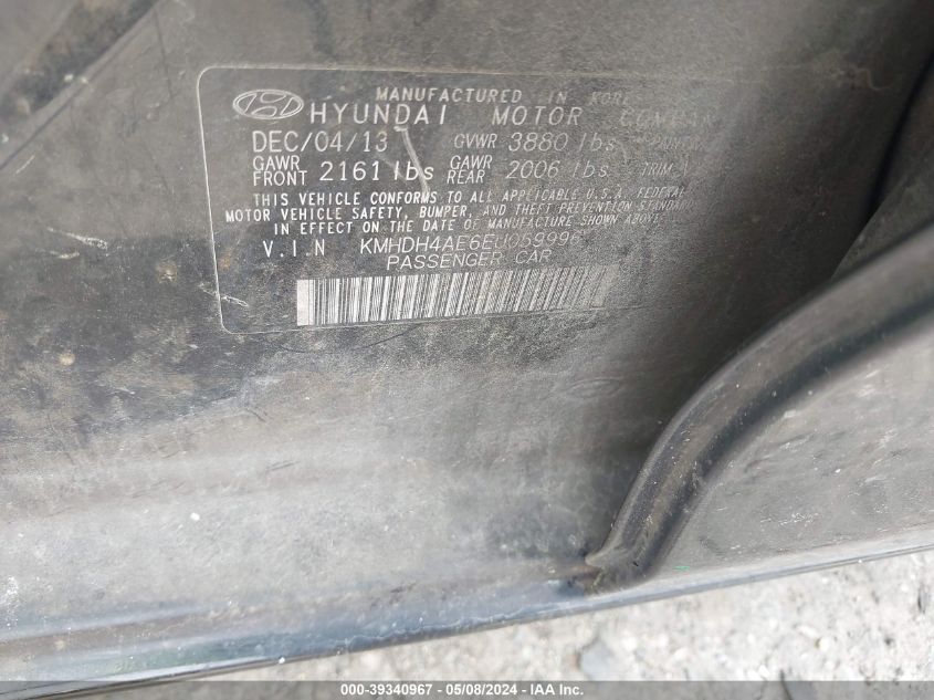 2014 HYUNDAI ELANTRA SE - KMHDH4AE6EU059996