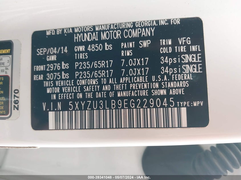 2014 HYUNDAI SANTA FE SPORT - 5XYZU3LB9EG229045