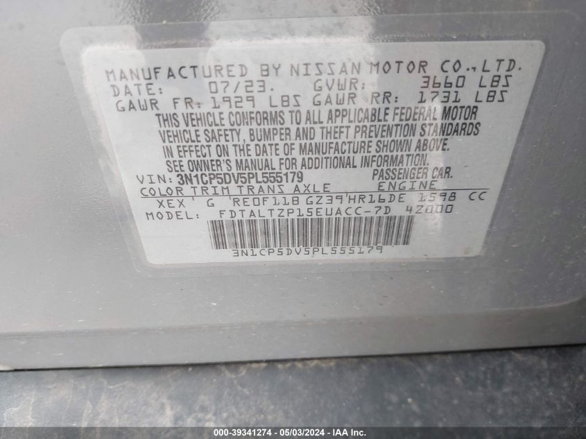 3N1CP5DV5PL555179 2023 Nissan Kicks Sr Xtronic Cvt