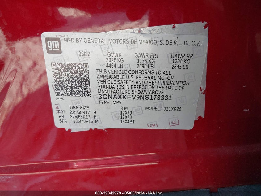 2022 CHEVROLET EQUINOX LT - 3GNAXKEV9NS173331