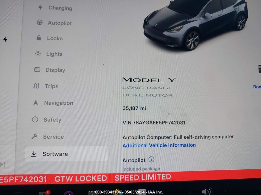 2023 TESLA MODEL Y U   U(VIN: 7SAYGAEE5PF742031