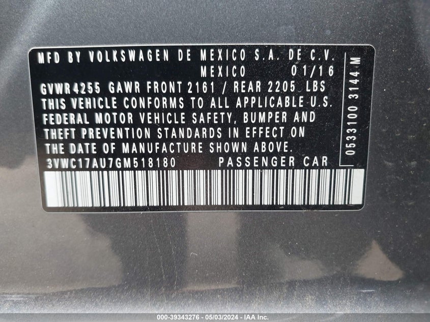 2016 VOLKSWAGEN GOLF SPORTWAGEN TSI SE 4-DOOR - 3VWC17AU7GM518180