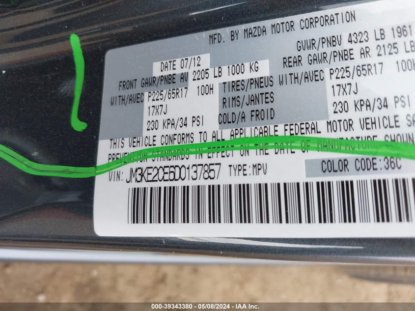 2013 MAZDA CX-5 TOURING - JM3KE2CE6D0137857