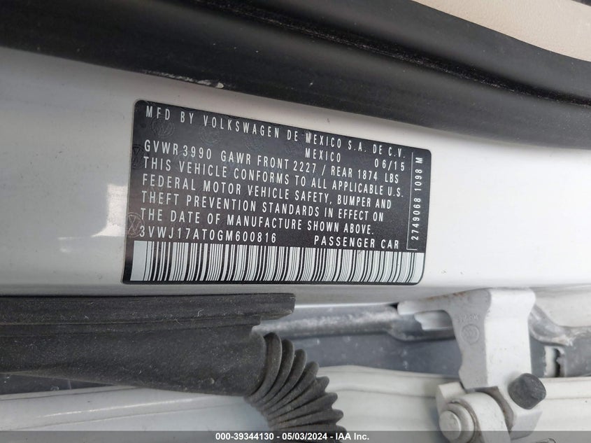 2016 VOLKSWAGEN BEETLE 1.8T SE - 3VWJ17AT0GM600816