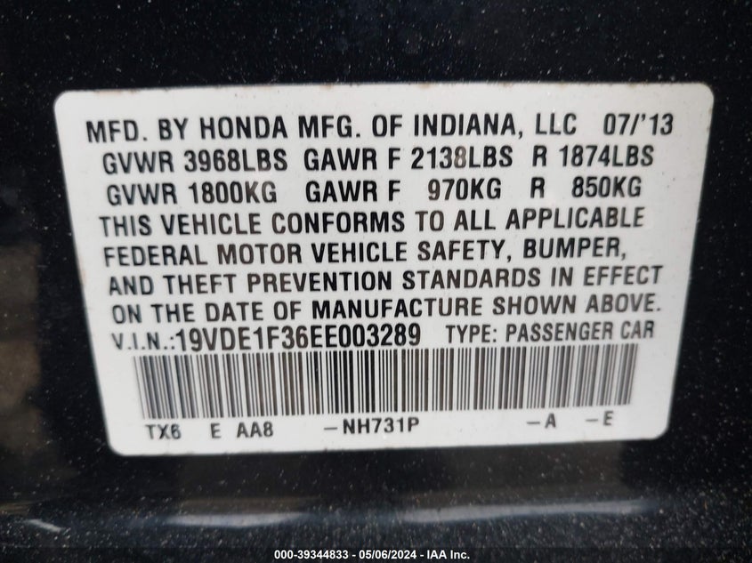 2014 ACURA ILX 20 - 19VDE1F36EE003289