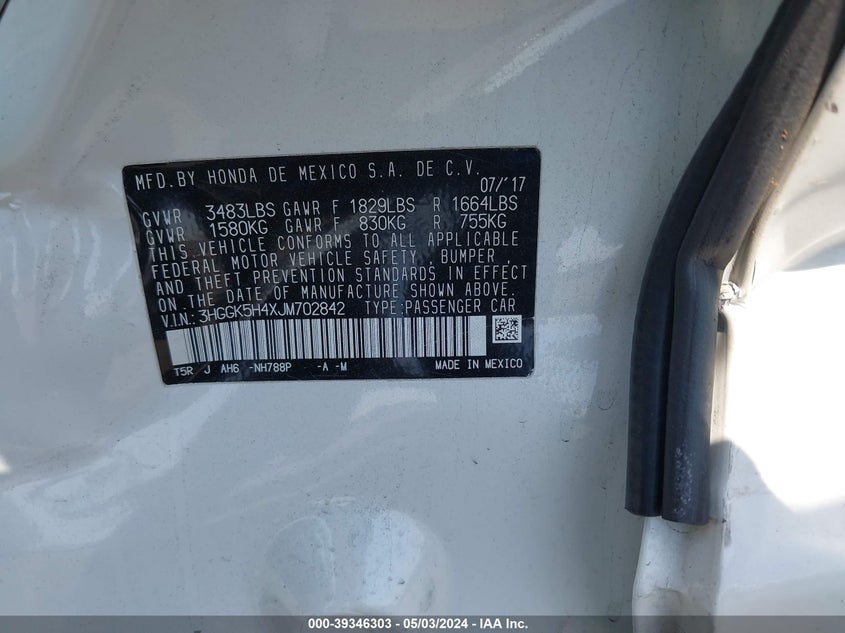 2018 HONDA FIT LX - 3HGGK5H4XJM702842