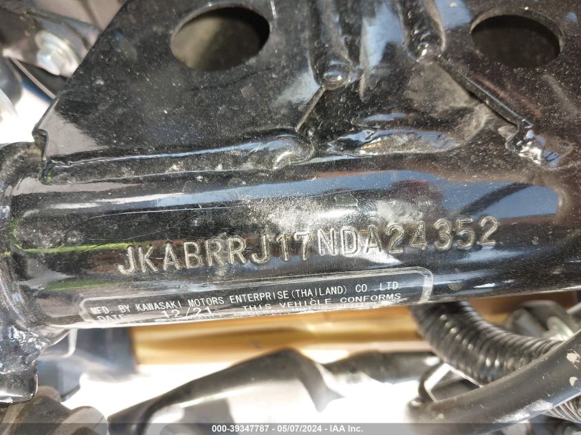 2022 Kawasaki Br125 J VIN: JKABRRJ17NDA24352 Lot: 39347787