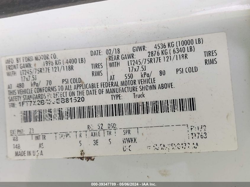 2018 FORD F-250 XL - 1FT7X2B62JEB81520