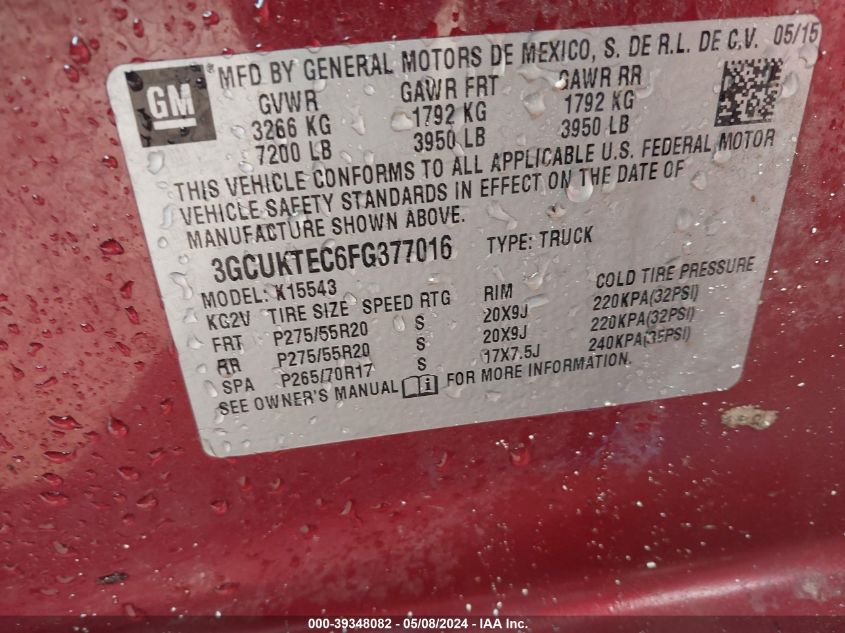 2015 CHEVROLET SILVERADO 1500 HIGH COUNTRY - 3GCUKTEC6FG377016