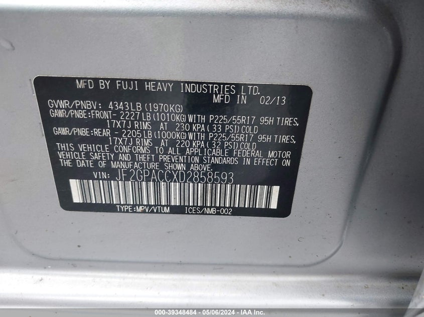 2013 SUBARU XV CROSSTREK 2.0 PREMIUM - JF2GPACCXD2858593