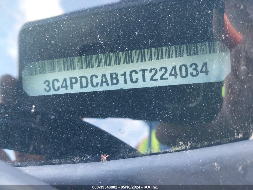 2012 Dodge Journey Se/Avp VIN: 3C4PDCAB1CT224034 Lot: 39348802