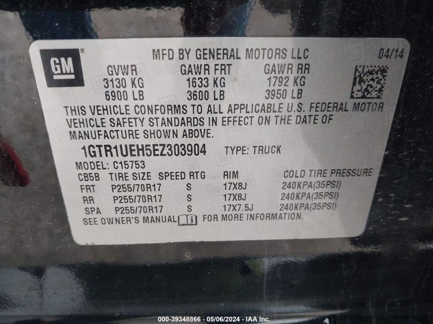 1GTR1UEH5EZ303904 2014 GMC Sierra 1500 Sle