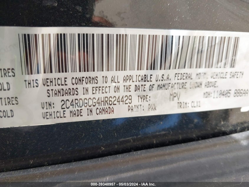 2017 DODGE GRAND CARAVAN SXT - 2C4RDGCG4HR624429