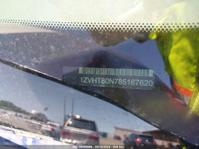 2008 Ford Mustang V6 Deluxe/V6 Premium VIN: 1ZVHT80N785167620 Lot: 39350696