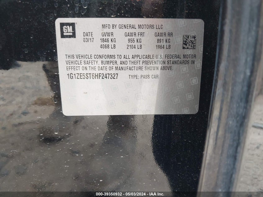 2017 CHEVROLET MALIBU 1LT - 1G1ZE5ST6HF247327