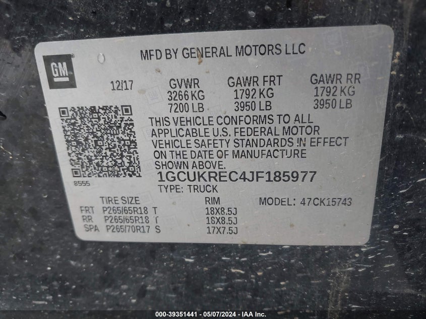 2018 CHEVROLET SILVERADO 1500 2LT - 1GCUKREC4JF185977