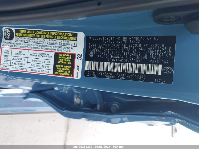 2024 TOYOTA CAMRY SE - 4T1G11AKXRU223035