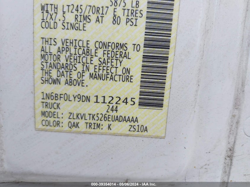 2013 NISSAN NV CARGO NV2500 HD SV V6 - 1N6BF0LY9DN112245