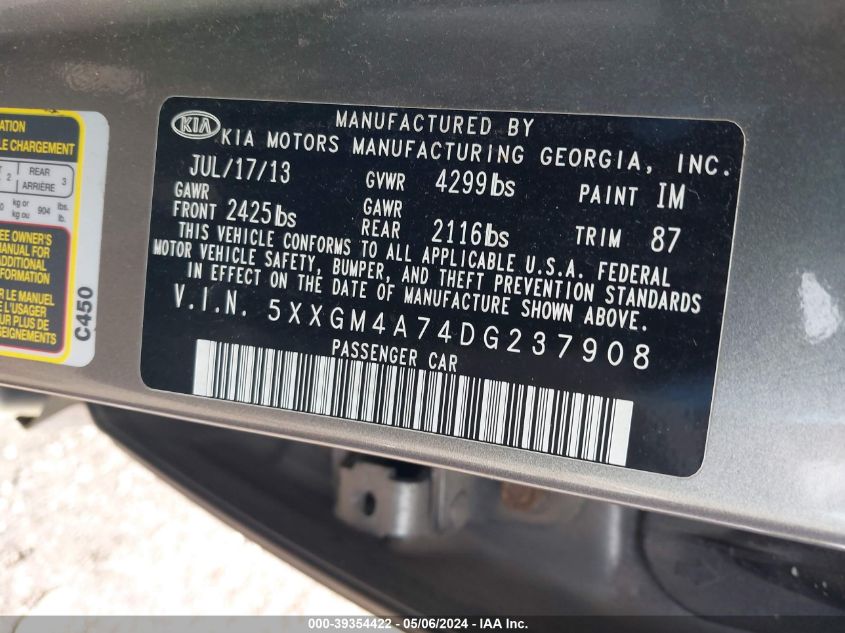 2013 KIA OPTIMA LX - 5XXGM4A74DG237908