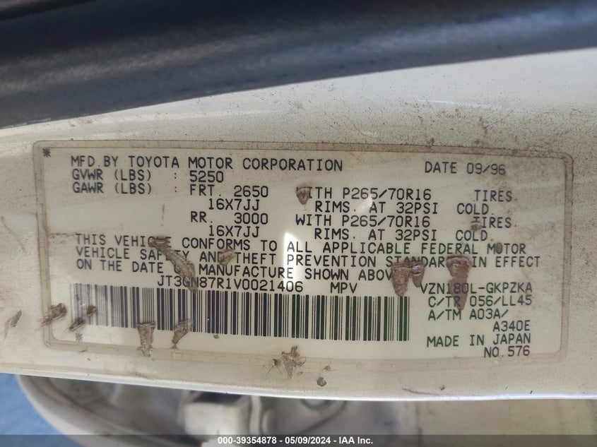 JT3GN87R1V0021406 1997 Toyota 4Runner Limited