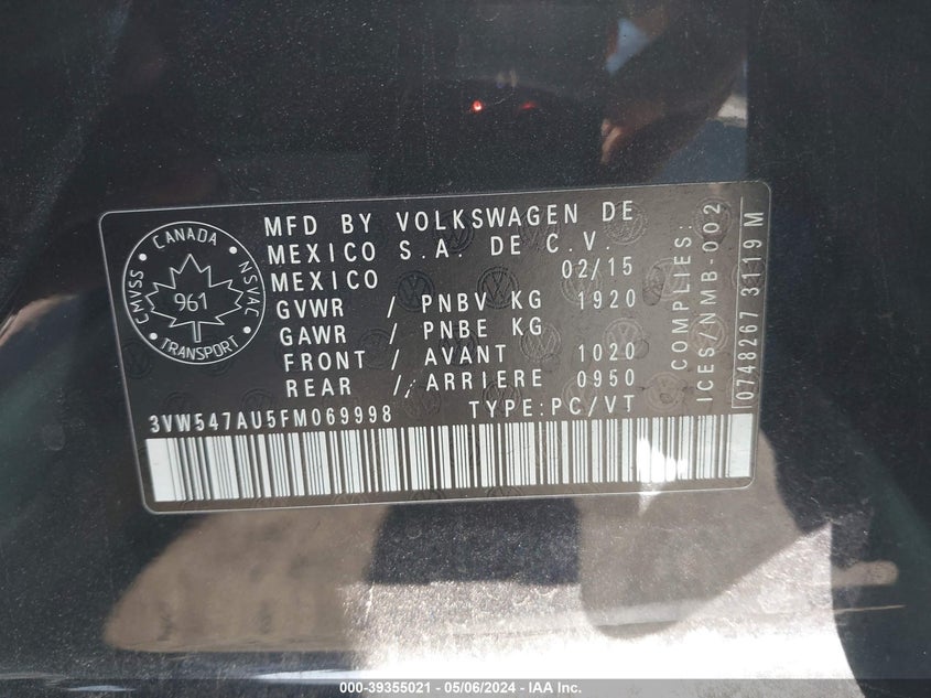 2015 VOLKSWAGEN GOLF GTI 2.0T S 4-DOOR - 3VW5T7AU0FM006858