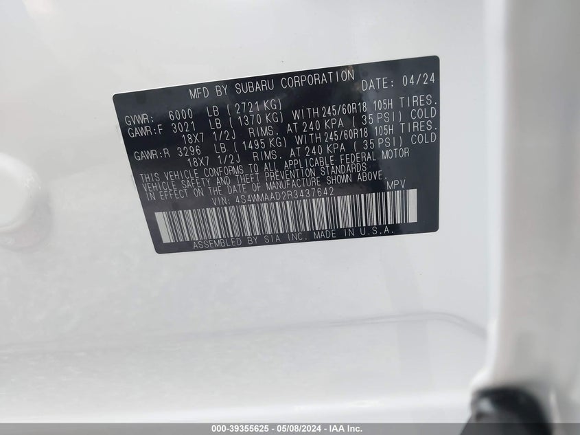 2024 SUBARU ASCENT - 4S4WMAAD2R3437642