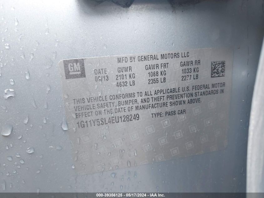 2014 Chevrolet Impala 1Ls VIN: 1G11Y5SL4EU128249 Lot: 39356125