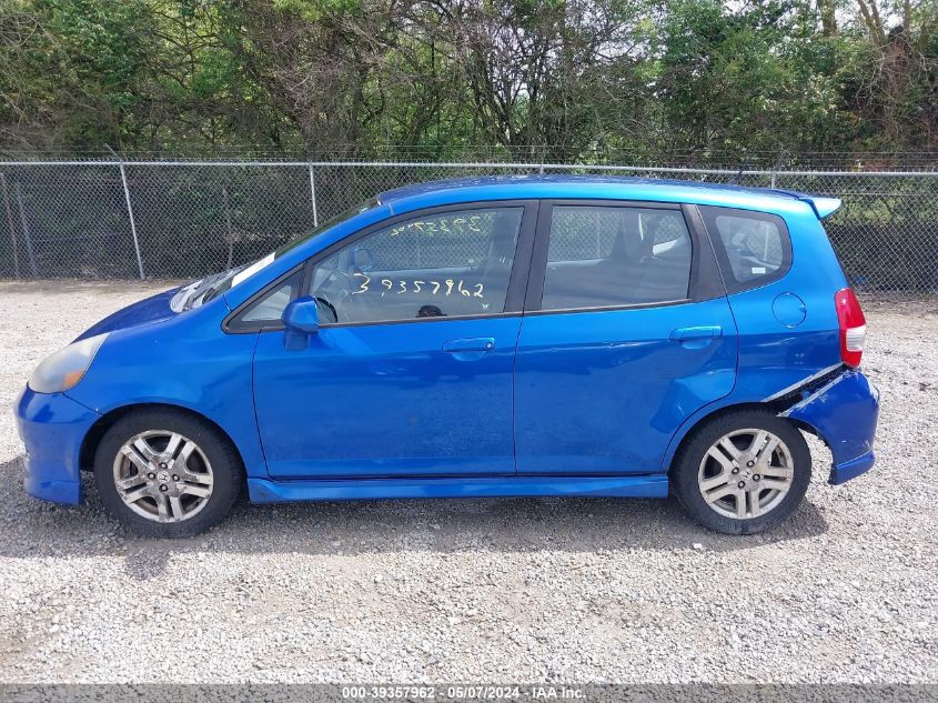 2007 Honda Fit Sport VIN: JHMGD38657S037832 Lot: 39357962