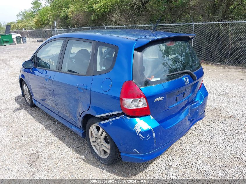 2007 Honda Fit Sport VIN: JHMGD38657S037832 Lot: 39357962