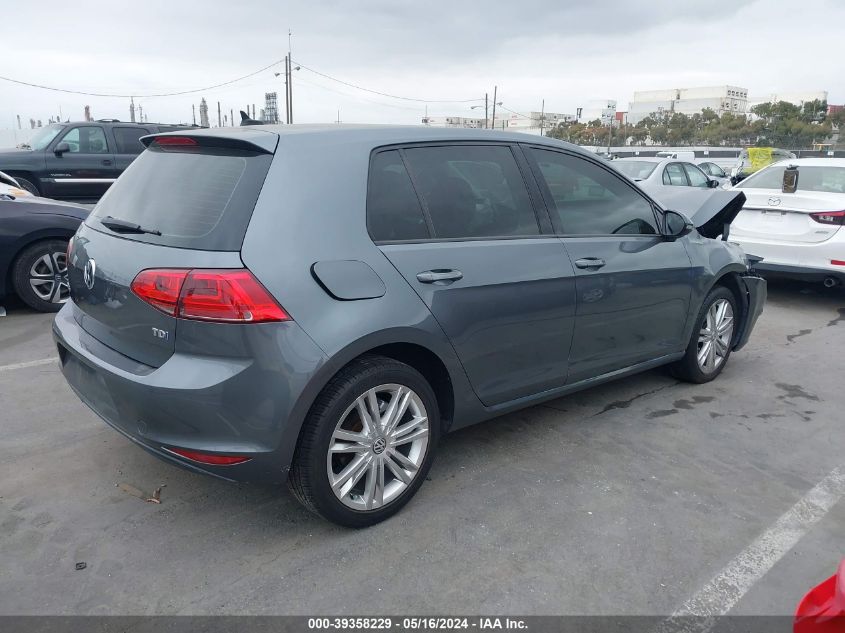 2015 Volkswagen Golf Tdi Se 4-Door VIN: 3VW2A7AUXFM037303 Lot: 39358229