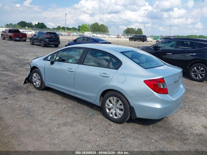 2012 Honda Civic Lx VIN: 19XFB2F57CE316168 Lot: 39358520