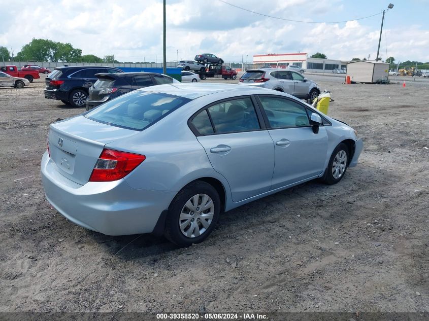 2012 Honda Civic Lx VIN: 19XFB2F57CE316168 Lot: 39358520