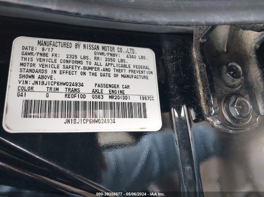 2017 NISSAN ROGUE SPORT SV - JN1BJ1CP6HW024934