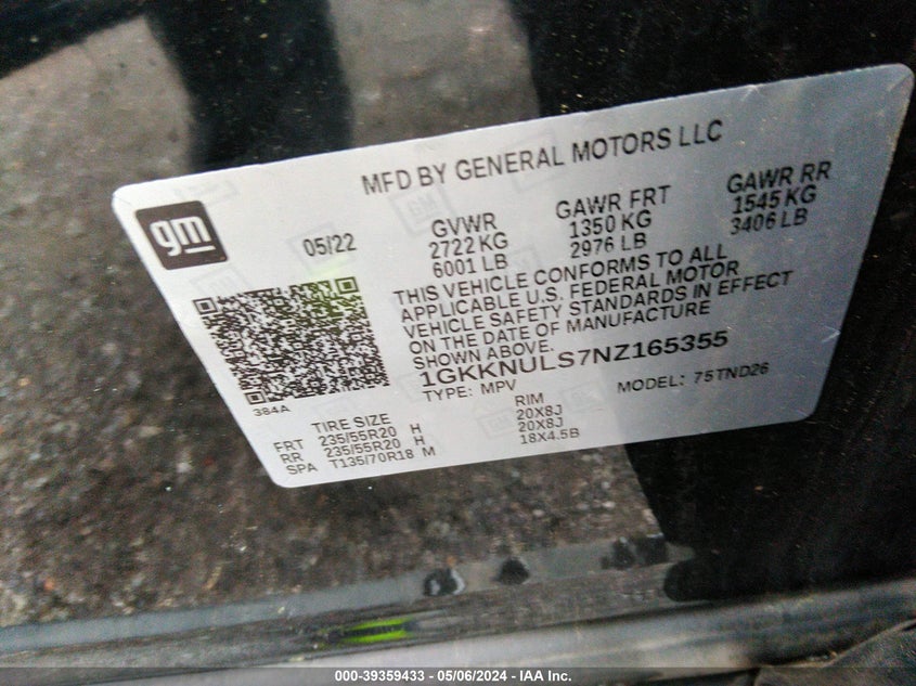 2022 GMC ACADIA AWD SLT - 1GKKNULS7NZ165355