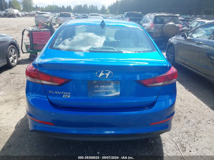 2017 Hyundai Elantra Se VIN: KMHD74LF9HU122893 Lot: 39359825