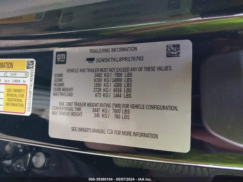 2023 CHEVROLET TAHOE K1500 HIGH COUNTRY - 1GNSKTKL8PR170793