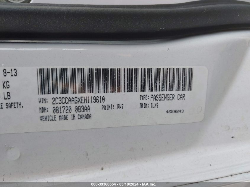 2014 Chrysler 300 VIN: 2C3CCAAGXEH119610 Lot: 39360554