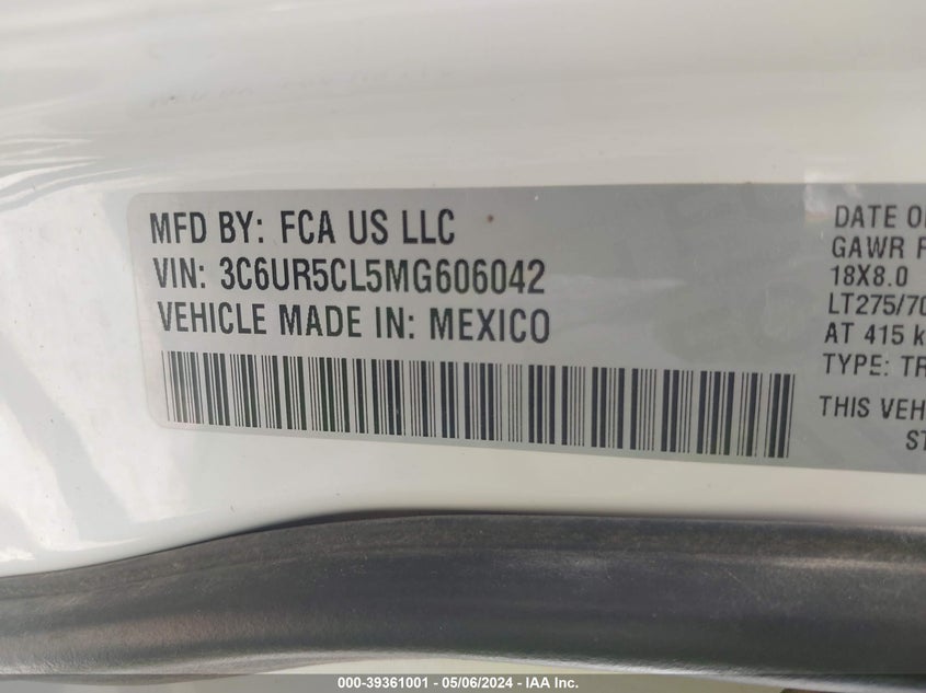 2021 RAM 2500 TRADESMAN - 3C6UR5CL5MG606042