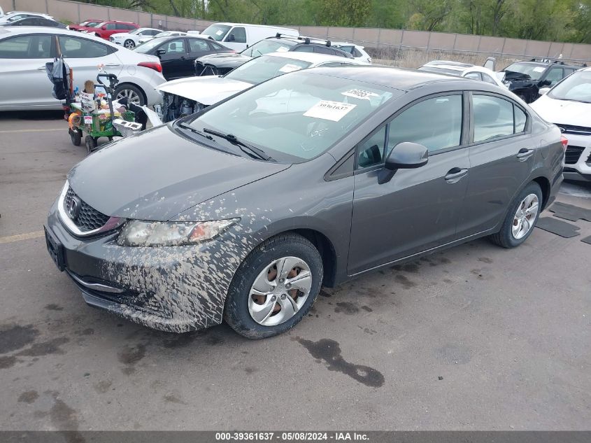 2013 Honda Civic Lx VIN: 2HGFB2F53DH598395 Lot: 39361637