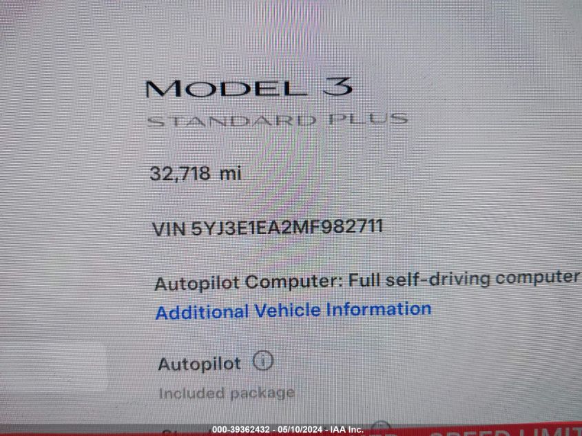 2021 TESLA MODEL 3 - 5YJ3E1EA2MF982711