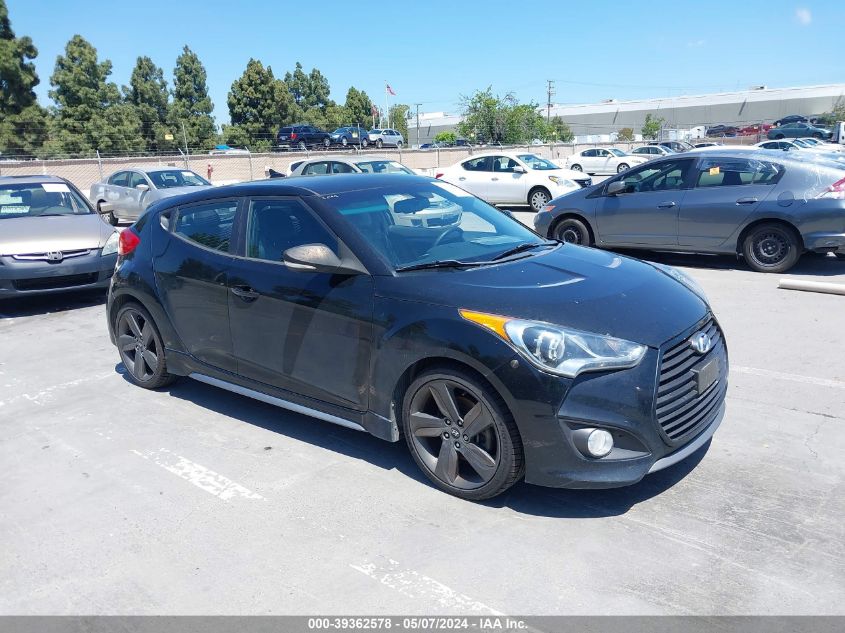 2013 Hyundai Veloster Turbo W/Blue VIN: KMHTC6AE9DU112341 Lot: 39362578