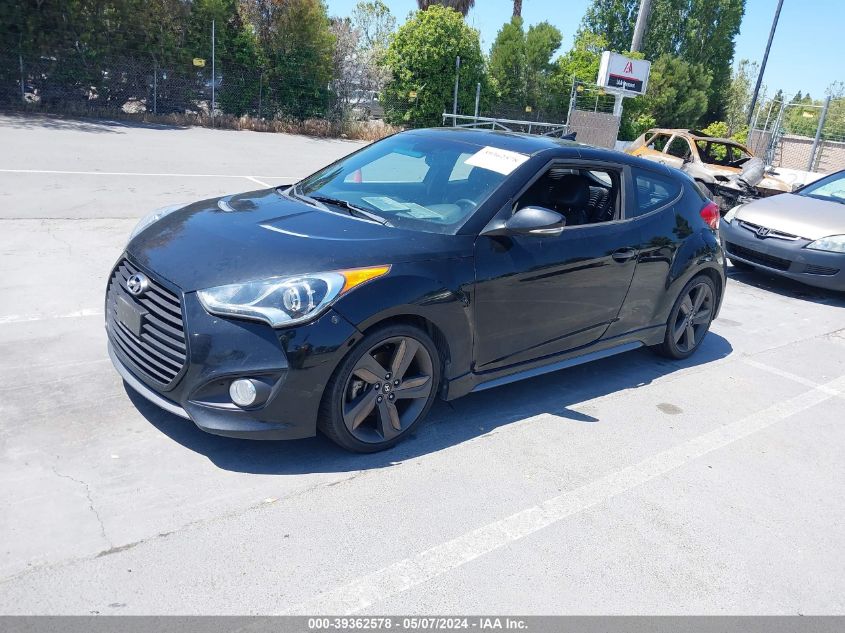 2013 Hyundai Veloster Turbo W/Blue VIN: KMHTC6AE9DU112341 Lot: 39362578