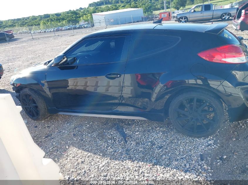 2014 Hyundai Veloster Turbo W/Blue VIN: KMHTC6AE5EU207125 Lot: 39362836