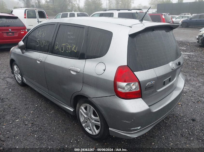 2007 Honda Fit Sport VIN: JHMGD376X7S041618 Lot: 39363267