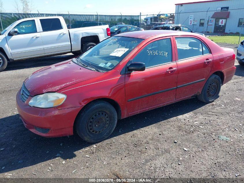 2003 Toyota Corolla Ce VIN: 2T1BR32E43C161115 Lot: 39363578